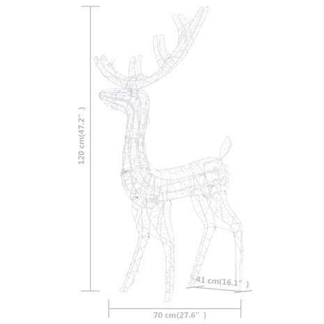 Kerstversiering rendier 3 st meerkleurig 120 cm acryl 9