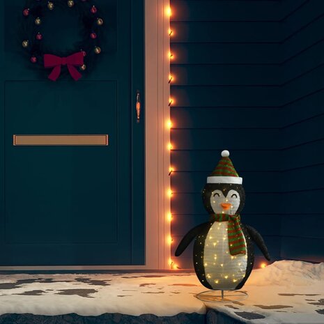 Kerstpinguïn decoratief LED 60 cm luxe stof 1