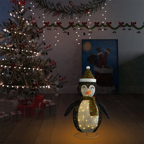 Kerstpinguïn decoratief LED 60 cm luxe stof 3