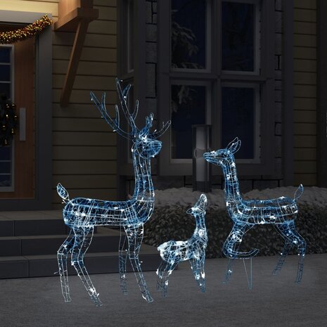 Kerstversiering rendierfamilie 300 LED&apos;s koudwit acryl 3