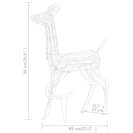 Kerstversiering rendierfamilie 300 LED&apos;s koudwit acryl 12