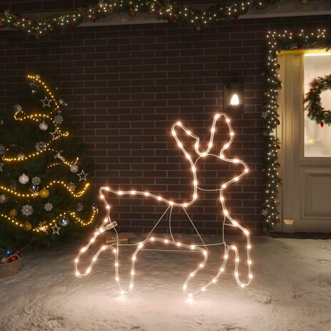 Kerstfiguur rendier met 72 warmwitte LED&apos;s 57x55x4,5 cm 1