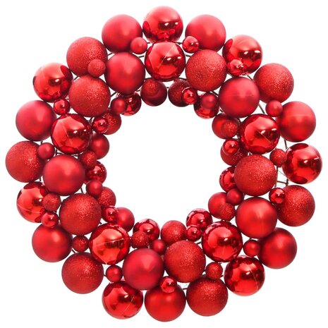 Kerstkrans 45 cm polystyreen rood 1