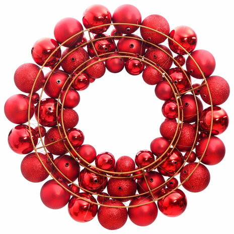 Kerstkrans 45 cm polystyreen rood 2