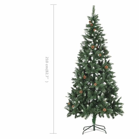 Kunstkerstboom met dennenappels en wit glitter 210 cm 7