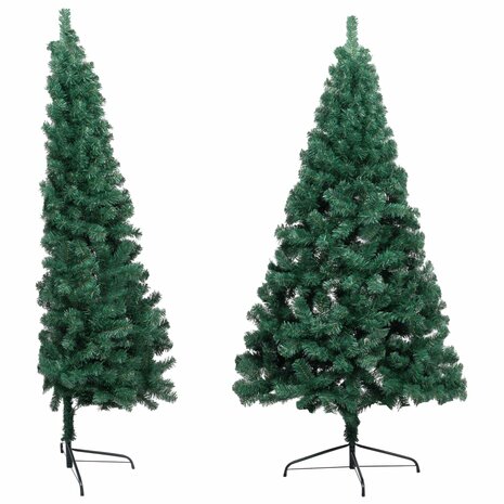 Kunstkerstboom met verlichting en kerstballen half 180 cm groen 3