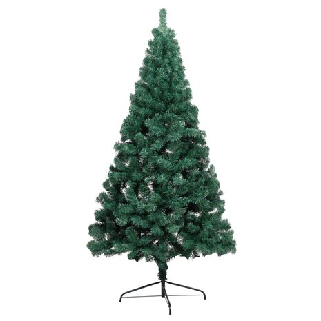 Kunstkerstboom met verlichting en kerstballen half 180 cm groen 4