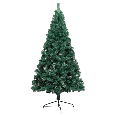 Kunstkerstboom met verlichting en kerstballen half 240 cm groen 4