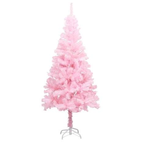 Kunstkerstboom met verlichting en kerstballen 150 cm PVC roze 2