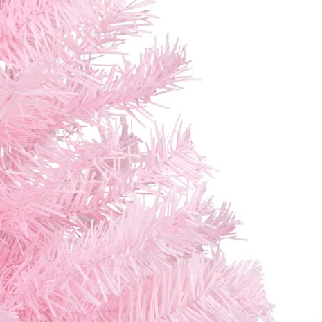 Kunstkerstboom met verlichting en kerstballen 150 cm PVC roze 3