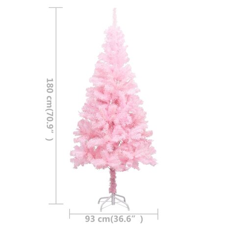 Kunstkerstboom met verlichting en kerstballen 180 cm PVC roze 11