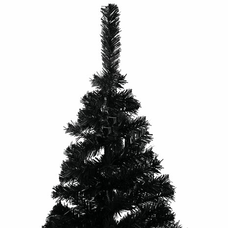 Kunstkerstboom met verlichting en kerstballen 150 cm PVC zwart 3