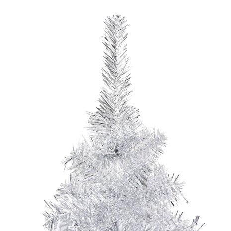 Kunstkerstboom met verlichting en kerstballen 150 cm PET zilver 3