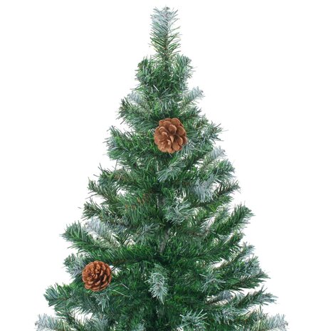 Kunstkerstboom met verlichting kerstballen dennenappels 210 cm 3