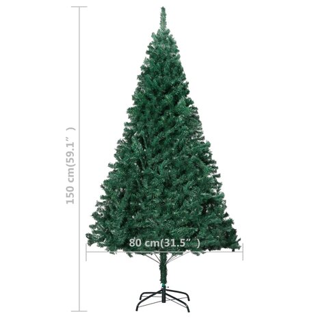 Kunstkerstboom met verlichting en kerstballen 150 cm PVC groen 12