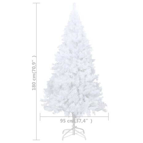 Kunstkerstboom met verlichting en kerstballen 180 cm PVC wit 12