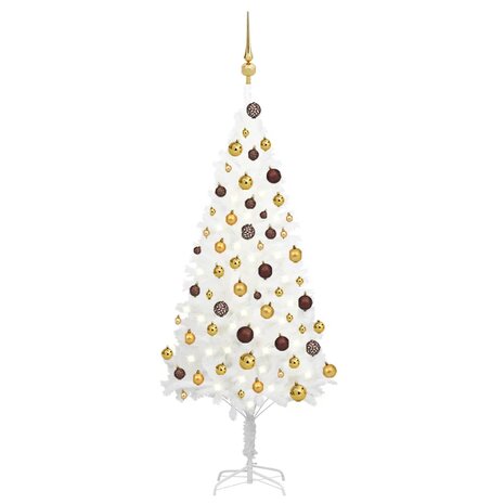 Kunstkerstboom met verlichting en kerstballen 120 cm wit 1