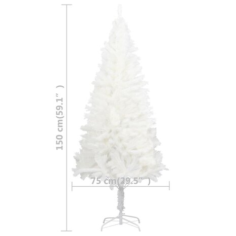 Kunstkerstboom met verlichting en kerstballen 150 cm PVC wit 12