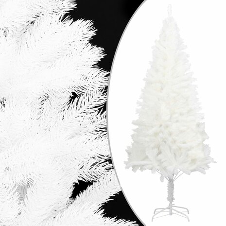 Kunstkerstboom met verlichting en kerstballen 210 cm PVC wit 2