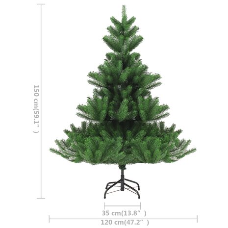 Kunstkerstboom Nordmann met LED&apos;s en kerstballen 150 cm groen 12