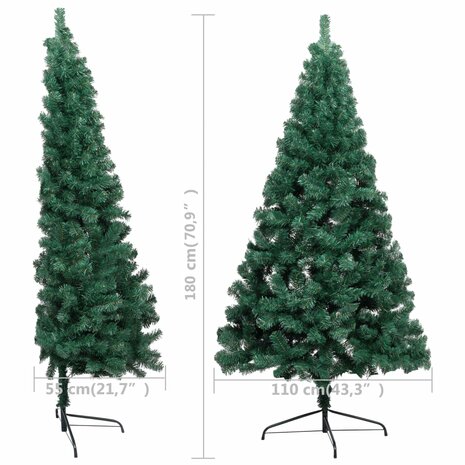 Kunstkerstboom met verlichting en kerstballen half 180 cm groen 12