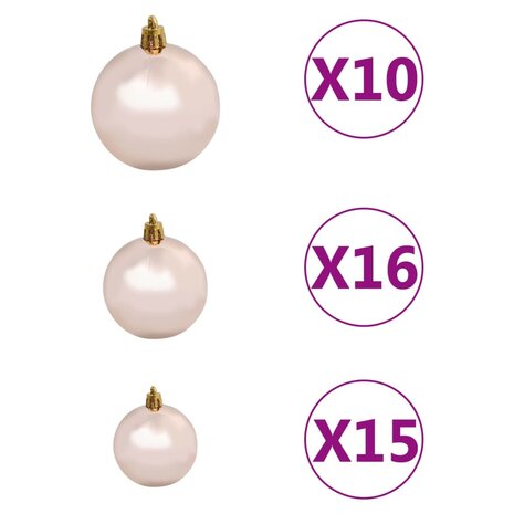 Kunstkerstboom met verlichting en kerstballen 910 takken 210 cm 10