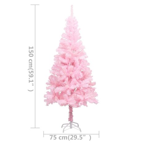 Kunstkerstboom met verlichting en kerstballen 150 cm PVC roze 12