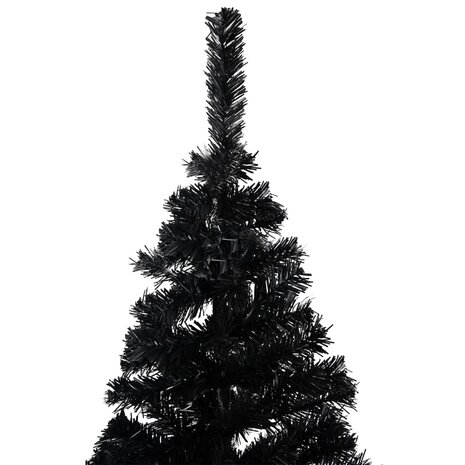 Kunstkerstboom met verlichting en kerstballen 210 cm PVC zwart 3