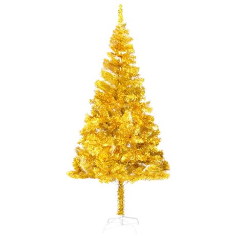 Kunstkerstboom met verlichting en kerstballen 180 cm PET goud 2