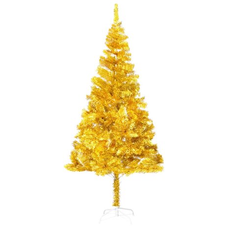 Kunstkerstboom met verlichting en kerstballen 240 cm PET goud 2