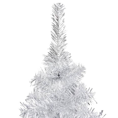 Kunstkerstboom met verlichting en kerstballen 240 cm PET zilver 3