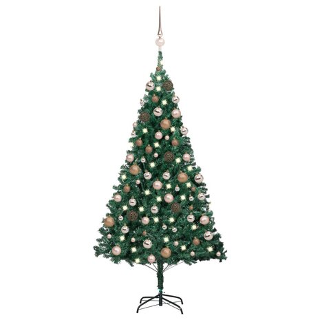 Kunstkerstboom met verlichting en kerstballen 120 cm PVC groen 1