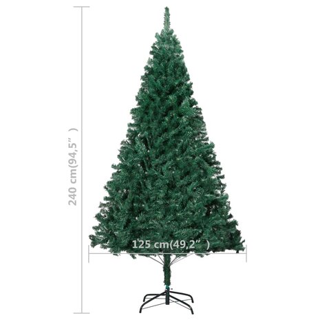 Kunstkerstboom met verlichting en kerstballen 240 cm groen 12