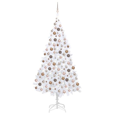 Kunstkerstboom met verlichting en kerstballen 240 cm wit 1