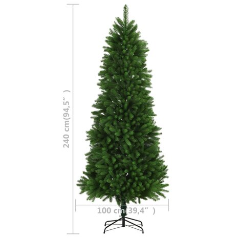 Kunstkerstboom met verlichting en kerstballen 240 cm groen 12