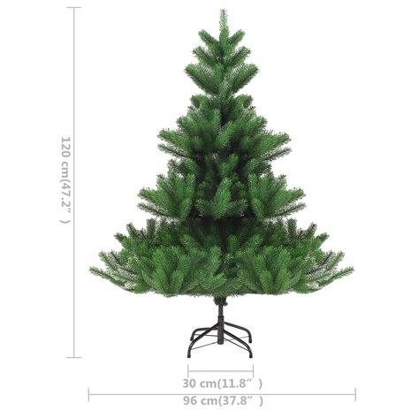 Kunstkerstboom Nordmann met LED&apos;s en kerstballen 120 cm groen 10