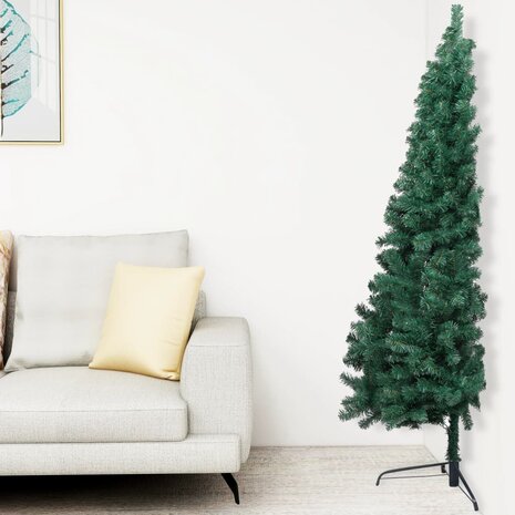 Kunstkerstboom met verlichting en kerstballen half 120 cm groen 4