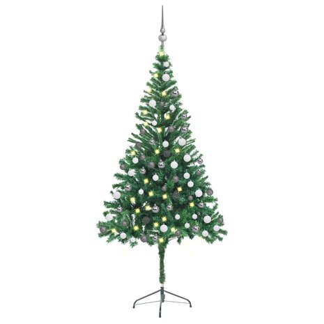 Kunstkerstboom met verlichting en kerstballen 546 takken 180 cm 1