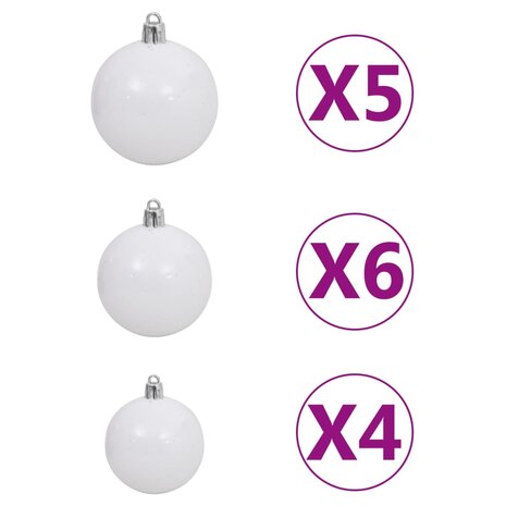 Kunstkerstboom met verlichting en kerstballen 120 cm PVC roze 7