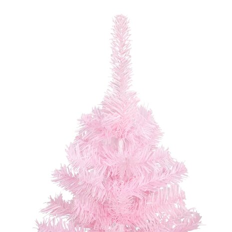 Kunstkerstboom met verlichting en kerstballen 210 cm PVC roze 3