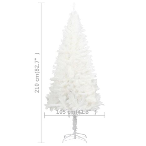 Kunstkerstboom met verlichting en kerstballen 210 cm PVC wit 10