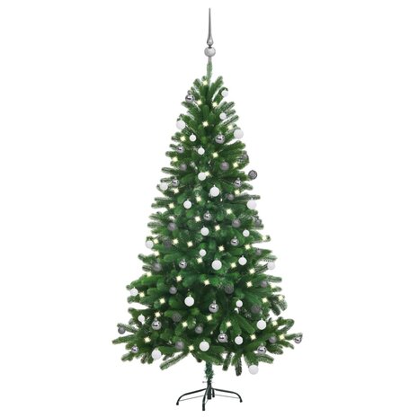 Kunstkerstboom met verlichting en kerstballen 150 cm groen 1