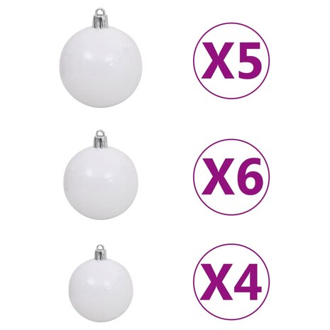 Kunstkerstboom Nordmann met LED&apos;s en kerstballen 180 cm groen 10