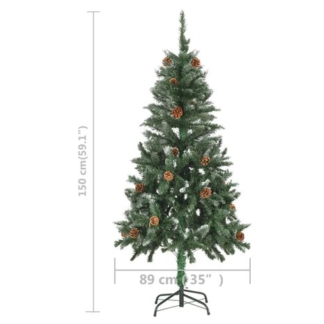 Kunstkerstboom met verlichting en dennenappels 150 cm 9