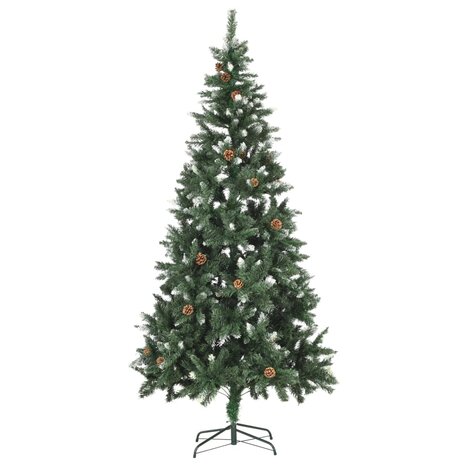 Kunstkerstboom met verlichting en dennenappels 210 cm 3