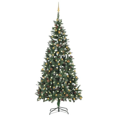 Kunstkerstboom met verlichting en kerstballen 210 cm 1