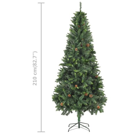 Kunstkerstboom met verlichting kerstballen dennenappels 210 cm 11