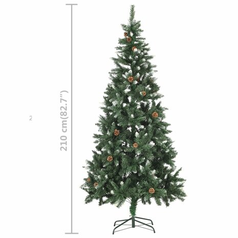 Kunstkerstboom met verlichting kerstballen dennenappels 210 cm 11