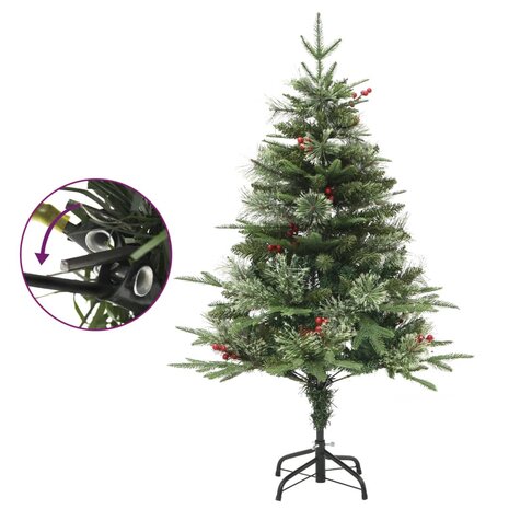 Kerstboom met LED en dennenappels 150 cm PVC en PE groen 2