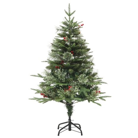 Kerstboom met LED en dennenappels 150 cm PVC en PE groen 3